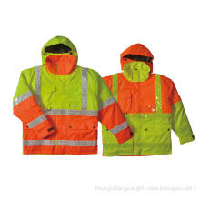 Hi-vis waterproof quilt-lined jacket with PVC  tape